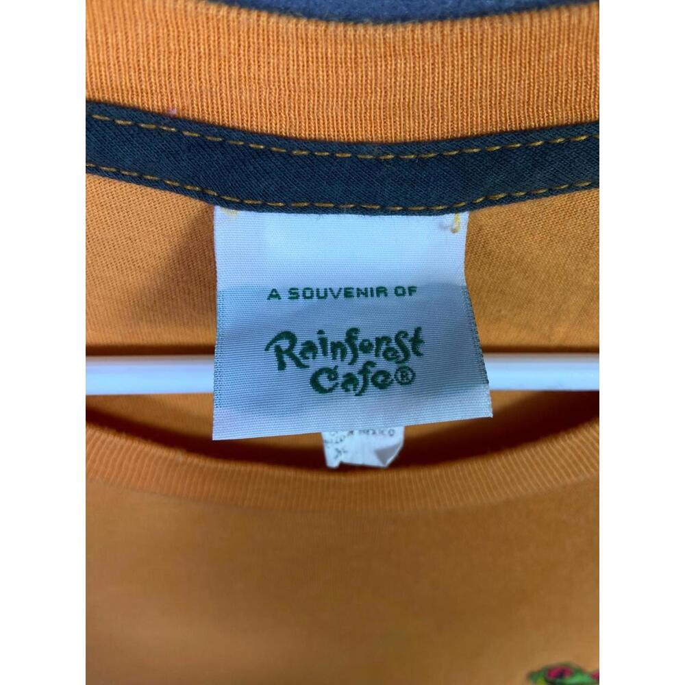 Vintage VTG Y2K 90s Souvenir RainForest Cafe Frog Logo Orange Shirt Sz XLarge - Picture 4 of 9